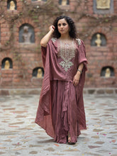 Embroidered neck drape set - pink